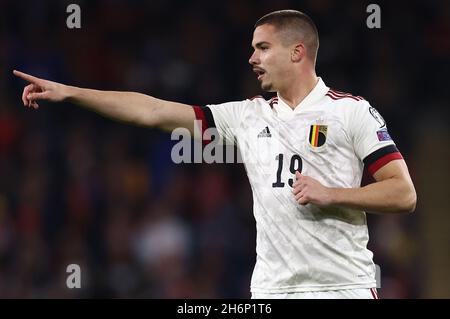 Cardiff, Galles, 16 novembre 2021. Leander Dendoncker del Belgio durante la Coppa del mondo FIFA 2022 - partita di qualificazione europea al Cardiff City Stadium. Il credito dovrebbe essere: Darren Staples / Sportimage Foto Stock