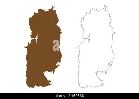 Isola delle Andamane medie (Repubblica dell'India, territorio di Unione indiana delle Isole Andamane e Nicobare) illustrazione vettoriale di mappa, scricbble sketch Medio ANDAM Illustrazione Vettoriale