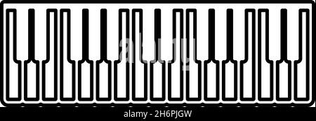 Pianino tasti musica avorio sintetizzatore contorno contorno icona colore nero vettore illustrazione piatta stile semplice immagine Illustrazione Vettoriale