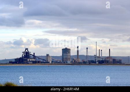 Ex sito di Redcar Steelworks ora di proprietà di TVCA per il risviluppo come parte di Teesside Freeport e futuro sito Net Zero Teesside Carbon Capture. Foto Stock