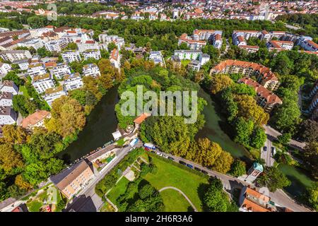 Vista aerea di Augusta intorno al sobborgo Jakobervorstadt Foto Stock