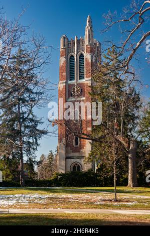 Landmark Beaumont Tower carillon nel campus della Michigan state University Foto Stock