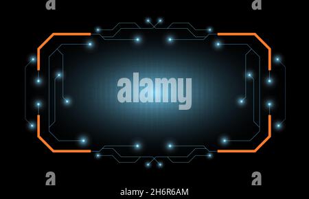 Astratto schermo blu Hi-tech frame ologramma background tecnologia. Sfondo futuristico della tecnologia HUD. Illustrazione Vettoriale