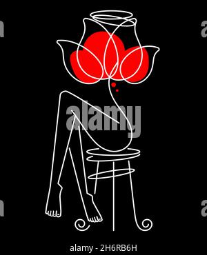 Set di tre silhouette vettoriali nere di fiori di rosa Illustrazione Vettoriale