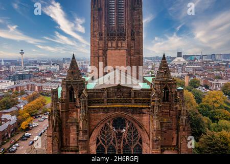 Vista aerea della Cattedrale di Liverpool in Inghilterra Foto Stock