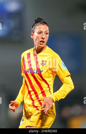 Hoffenheim, Germania. 17 novembre 2021. Hoffenheim, Germania, 17 novembre 2021: Jenni Hermoso (10 Barcellona) si presenta durante la partita di football della UEFA Womens Champions League Group tra il TSG 1899 Hoffenheim e il FC Barcelona al Dietmar-Hopp-Stadion di Hoffenheim, Germania. Daniela Porcelli /SPP Credit: SPP Sport Press Photo. /Alamy Live News Foto Stock