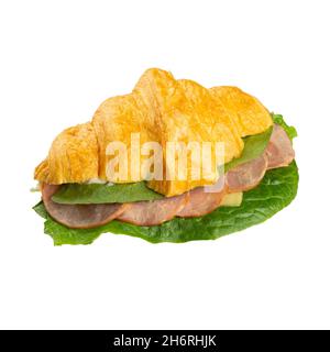 Croissant francese con prosciutto e formaggio. Foto Stock