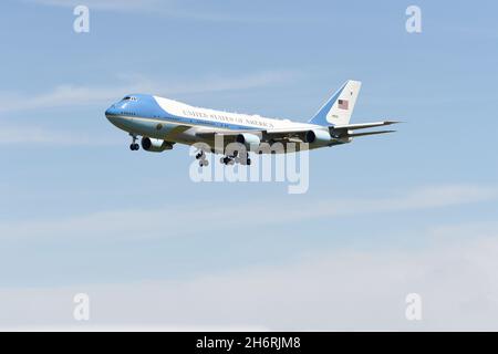 Air Force One, Sam 29000 atterrando a NAF El Centro, California, aprile 2019. Foto Stock