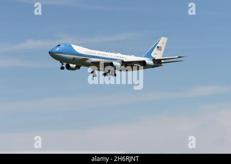 Air Force One, Sam 29000 atterrando a NAF El Centro, California, aprile 2019. Foto Stock