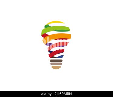 Lampadina a spirale colorata Logo Design simbolo vettoriale Illustrazione Illustrazione Vettoriale
