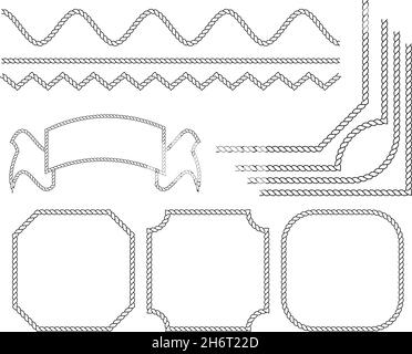 Set vettoriale per linee a catena, file contiene varie forme di linee a catena, onde smussate e appuntite, ideali per vari materiali di design Illustrazione Vettoriale