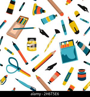 Strumenti per la pittura, pennelli e colori in tubi Illustrazione Vettoriale