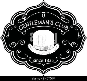 Gentlemen club, etichetta retrò d'epoca con gesso Illustrazione Vettoriale