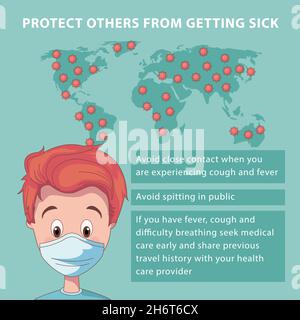 Infografica che mostra come prevenire il virus covid-19 Illustrazione Vettoriale