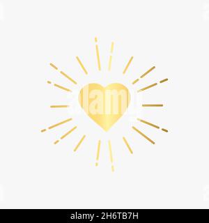Arte vettoriale Illustrazione di cuore luminoso, simbolo di cuore, colore oro Illustrazione Vettoriale