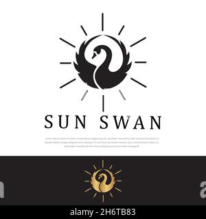 illustrazione vettoriale del logo sun swan Illustrazione Vettoriale