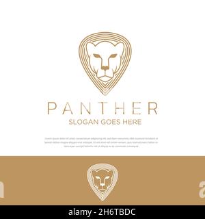 Pantera nera con logo Premium monogram Concept Illustrazione Vettoriale