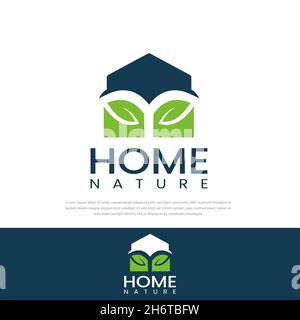 Il logo Green House, tetto blu, può essere utilizzato come simbolo, identità del marchio, il logo della vostra azienda Illustrazione Vettoriale