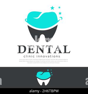 Dental Clinic logo sorriso Abstract dentale disegno modello vettoriale. Icona del concetto di logotipo dentista. Illustrazione Vettoriale