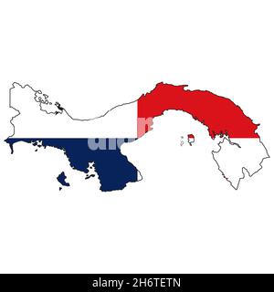 Mappe di Panama su sfondo bianco. Cartello con la mappa di Panama, stile piatto. Foto Stock