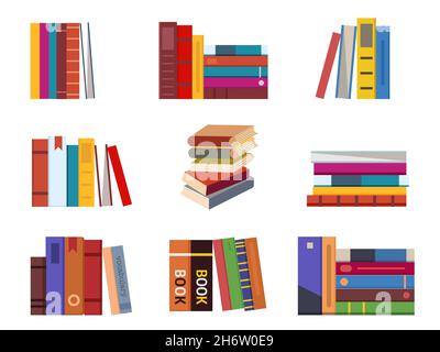 Libri Stack e pile in Flat Design Illustrazione Vettoriale