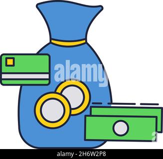 Opzione di pagamento icona contanti e vettore carta di credito Illustrazione Vettoriale