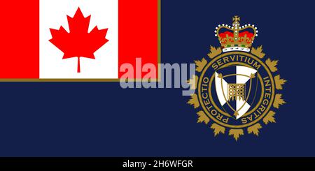 Vista dall'alto della bandiera della Canada Border Services Agency, Canada. Patriota canadese e concetto di viaggio. Nessun flagpole. Progettazione di piani, layout. Contrassegna sfondo Foto Stock