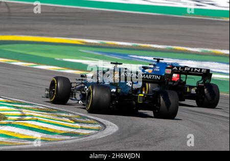 # 18 Lance Roll (CAN, Aston Martin Cognizant F1 Team), Gran Premio di F1 del Brasile all'Autodromo Jose Carlos Pace il 14 novembre 2021 a Sao Paulo, Brasile. (Foto di HOCH ZWei) Foto Stock