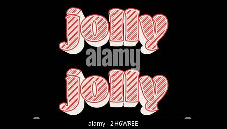 Immagine di testo jolly in ripetizione a natale su sfondo nero. natale, inverno, tradizione e celebrazione concetto immagine generata digitalmente. Foto Stock