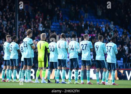 LONDRA, INGHILTERRA - 3 OTTOBRE 2021: I giocatori di Leicester si sono raffigurati prima della 2021-22 partita del 7° giorno della Premier League tra il Crystal Palace FC e il Leicester City FC a Selhurst Park. Copyright: Cosmin Iftode/Picstaff Foto Stock