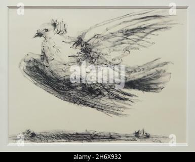 Litografia 'viaggio in volo' di Pablo Picasso (1950) in mostra al Museo Albertina di Vienna, Austria. Foto Stock