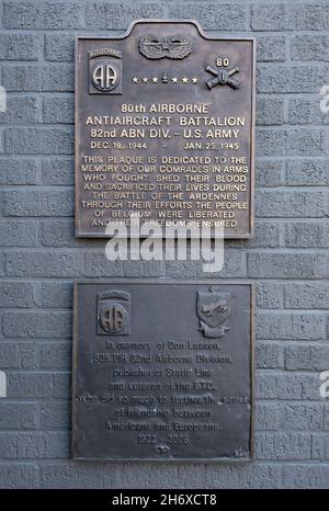 Stoumont, Belgio - 29 ottobre 2021. Museo storico Dicembre 1944 a la Gleize. Provincia di Liegi. Messa a fuoco selettiva Foto Stock