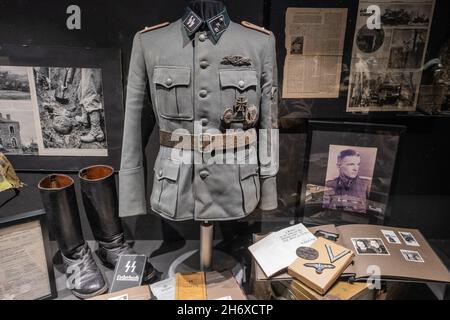 Stoumont, Belgio - 29 ottobre 2021. Museo storico Dicembre 1944 a la Gleize. Provincia di Liegi. Messa a fuoco selettiva Foto Stock