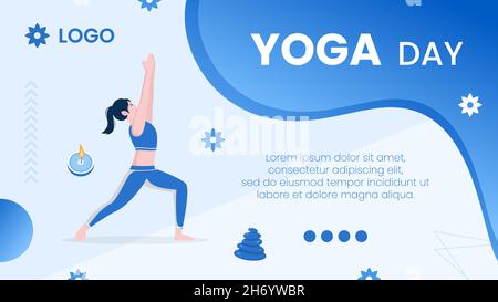 Yoga e meditazione Design Editabile di sfondo quadrato Illustrazione adatto per Social media, Feed, Card, saluti, Stampa e Web Annunci Internet Illustrazione Vettoriale