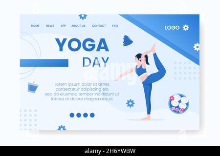 Yoga e meditazione Landing Page Editabile di sfondo quadrato Illustrazione adatto per i social media, feed, biglietti, saluti, Stampa e Web Internet A. Illustrazione Vettoriale