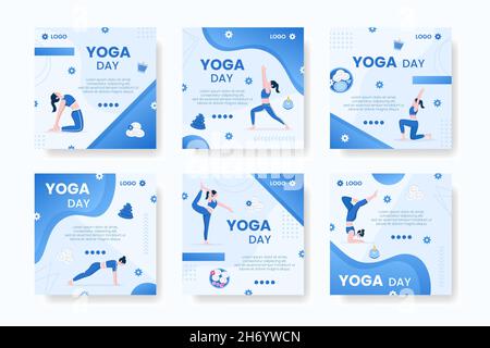 Yoga e meditazione Post Editable of Square sfondo Illustrazione adatto per Social media, Feed, Card, saluti, Stampa e Web Internet Ads Illustrazione Vettoriale