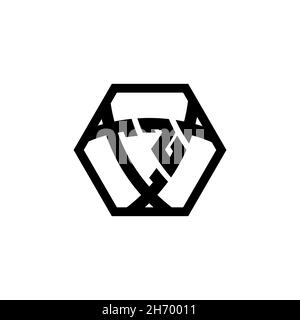 CZ lettera del logo monogramma con protezione triangolare esagonale arrotondata. Logo a monogramma triangolare, logo a monogramma schermato, lettera a scudo triangolare. Illustrazione Vettoriale