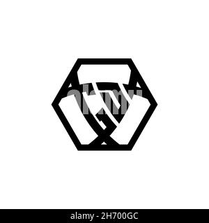 GD lettera del logo monogramma con protezione triangolare esagonale arrotondata. Logo a monogramma triangolare, logo a monogramma schermato, lettera a scudo triangolare. Illustrazione Vettoriale