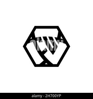 LETTERA del logo FU Monogram con schermatura triangolare esagonale arrotondata. Logo a monogramma triangolare, logo a monogramma schermato, lettera a scudo triangolare. Illustrazione Vettoriale