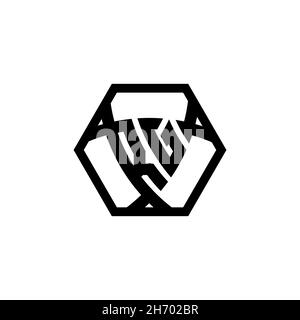 Lettera logo monogramma RG con schermatura triangolare esagonale arrotondata. Logo a monogramma triangolare, logo a monogramma schermato, lettera a scudo triangolare. Illustrazione Vettoriale