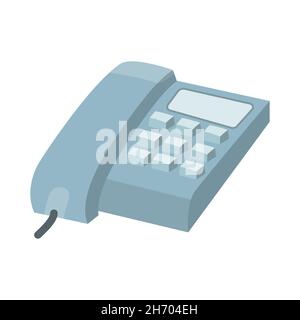 Icona del telefono dell'ufficio. Illustrazione vettoriale piatta su sfondo bianco. Illustrazione Vettoriale