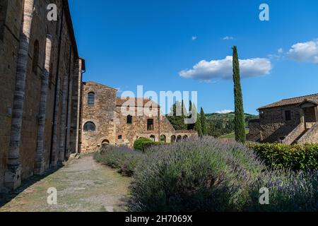 Abbazia di Sant'Antimo, Abbazia nei pressi di Castelnuovo dell'Abate, Toscana, italia Foto Stock