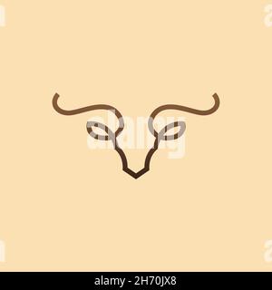 design vettoriale. logo creato da head bull con logo line art. Illustrazione Vettoriale