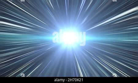 Light Beam Star Warp Travel Foto Stock