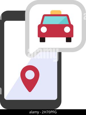 App taxi (CAB), illustrazione dell'icona del vettore app di condivisione corsa Illustrazione Vettoriale