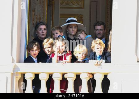 Monaco, Francia, 19 novembre 2021, Caroline di Hannover, Beatrice Borromeo-Casiraghi e Pierre Casiraghi durante la festa nazionale di Monaco, il 19 novembre 2021 a Monaco. Foto di David Niviere/ABACAPRESS.COM Foto Stock