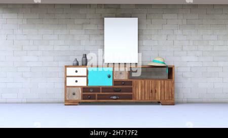 Immagine dello sfondo interno del poster - rendering 3d, illustrazione 3D. Foto Stock