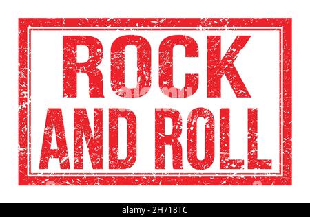 ROCK AND ROLL, parole scritte sul segno rosso del timbro rettangolare Foto Stock