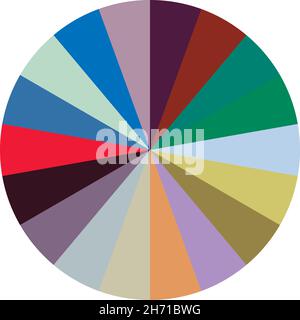 Grafico a torta, grafico a torta, circolare, diagramma a cerchio da serie con da 2 a 65 segmenti, porzioni. Infografica sul concetto di rapporto, elemento di presentazione - stock ve Illustrazione Vettoriale