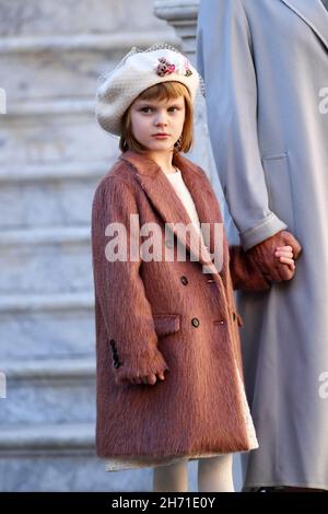 Monaco, Francia. 19 novembre 2021, la Principessa Gabriella di Monaco partecipa alle celebrazioni della Giornata Nazionale di Monaco, il 19 novembre 2021 a Monaco, Francia. Foto di Stephane Cardinale/ABACAPRESS.COM Foto Stock